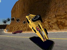 Need for Speed 3, Screen shot of a pirouetting Diablo at Redrock Ridge